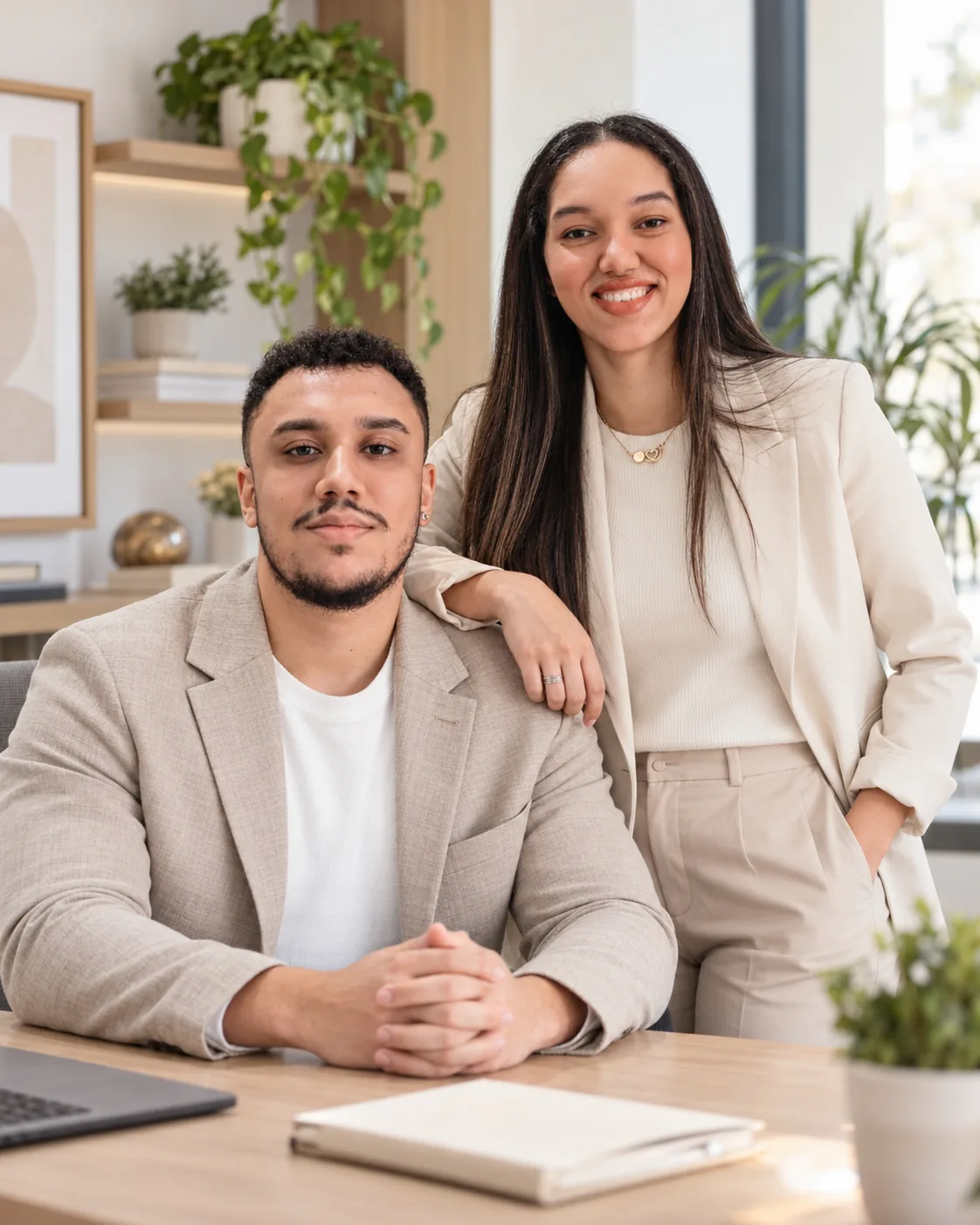 Ellen e Victor, psicólogos e fundadores da Casa Neuro, no consultório